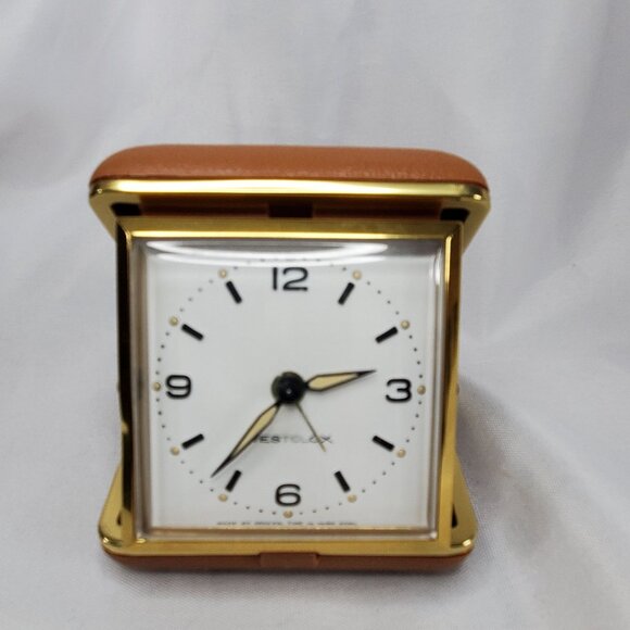 VTG Westclox Travel Alarm Clock Glow Dot Mechanical Wind Up Luminous Brown Works - Picture 6 of 6